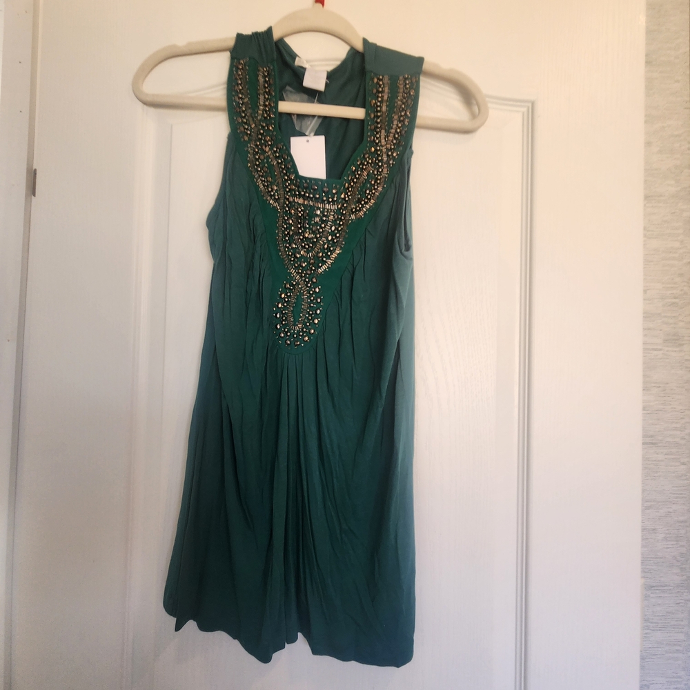 Design History Teal Embellished Sleeveless Blouse Size M BNWT